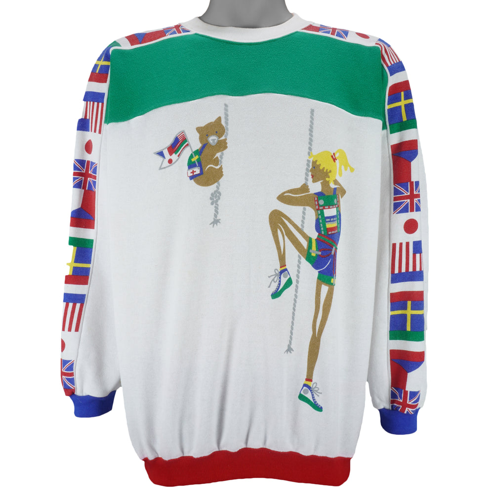 Vintage (Miss One) - Bear X Rock Climber National Flags Sweatshirt 1990s Large vintage retro