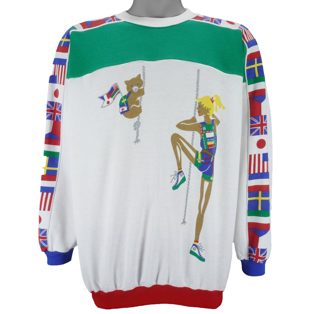 Vintage (Miss One) - Bear X Rock Climber National Flags Sweatshirt 1990s Large vintage retro