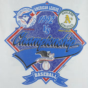 MLB - Toronto Blue Jays VS Oakland Athletics Tickets T-Shirt 1992 Large vintage retro baseball