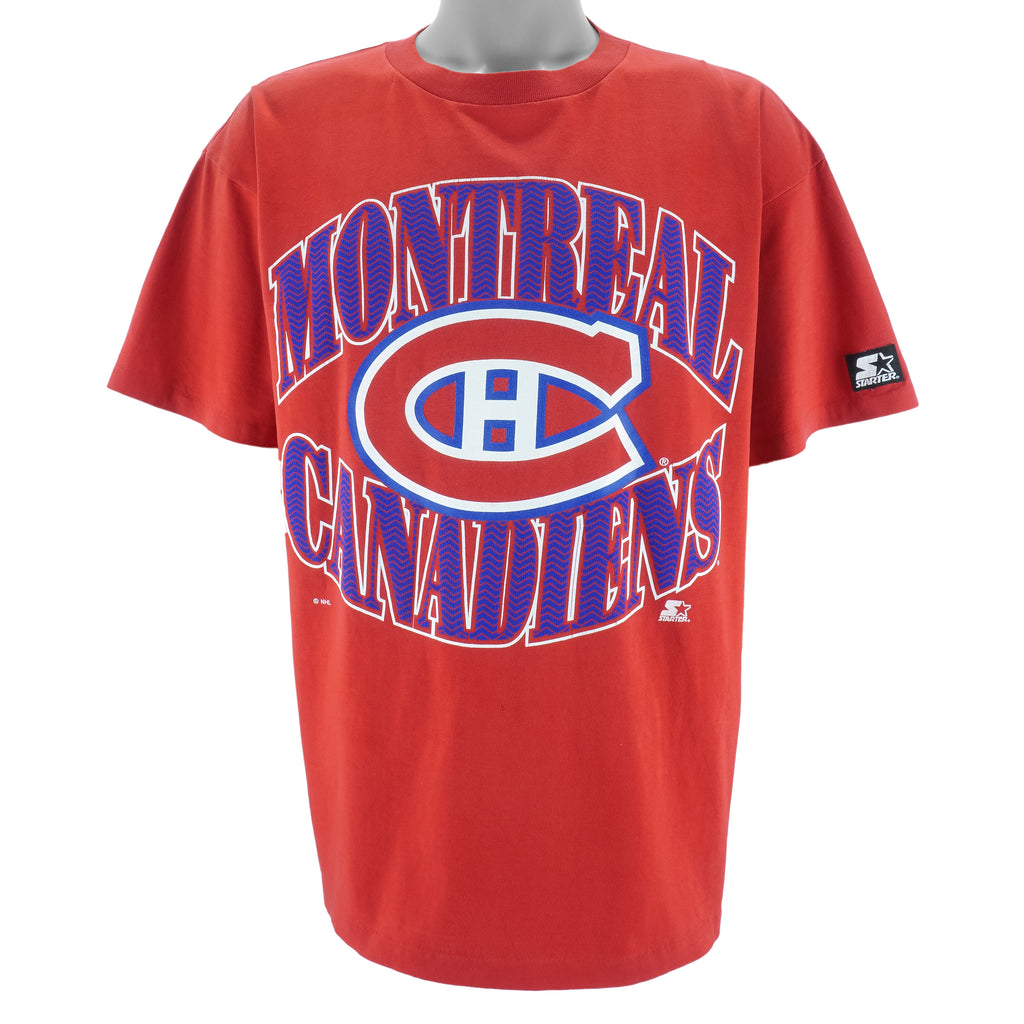 Starter - Montreal Canadiens Spell-Out Single Stitch T-Shirt 1990s Large vintage retro hockey