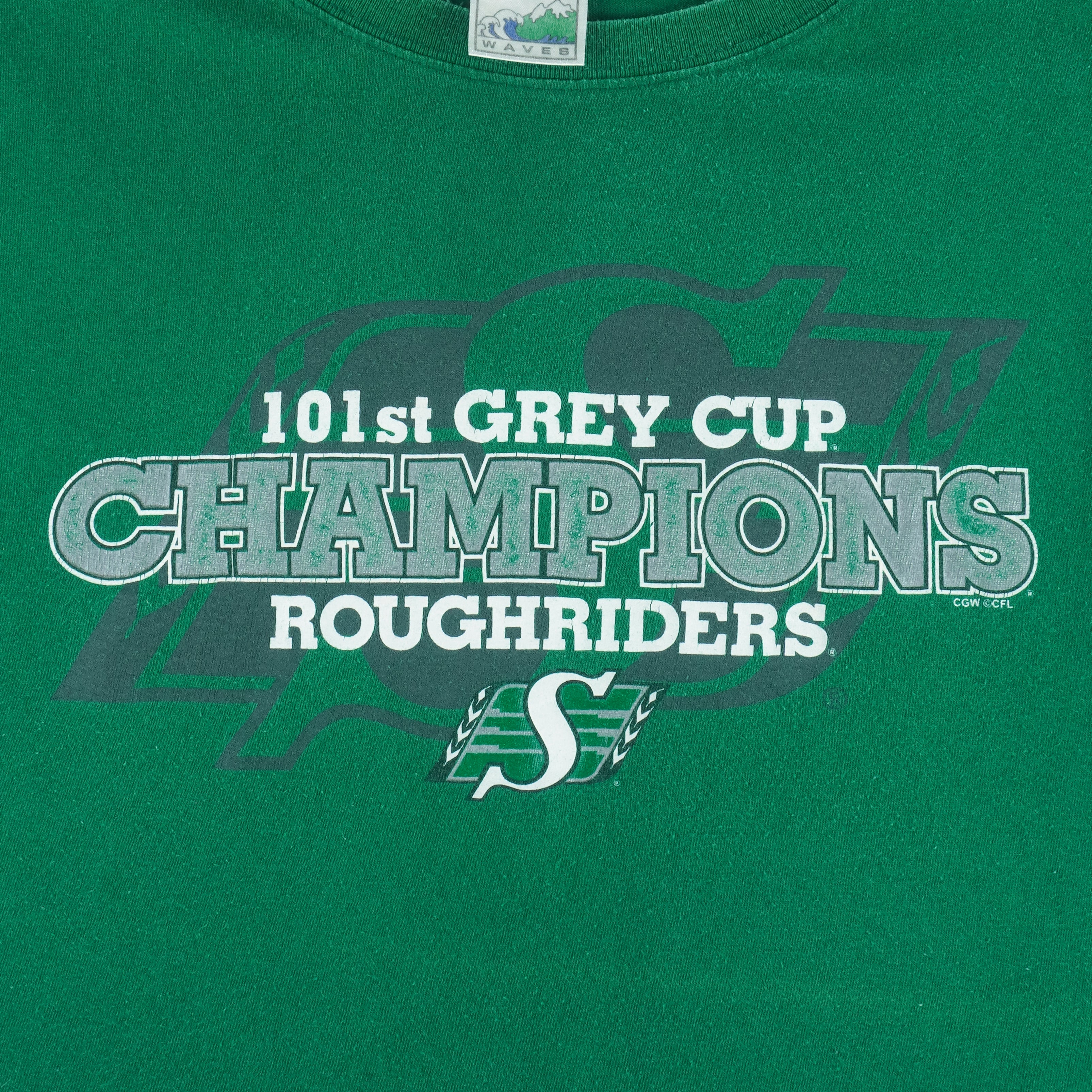 CFL (Waves) - Saskatchewan Roughriders 101st Grey Cup T-Shirt 2013 Large