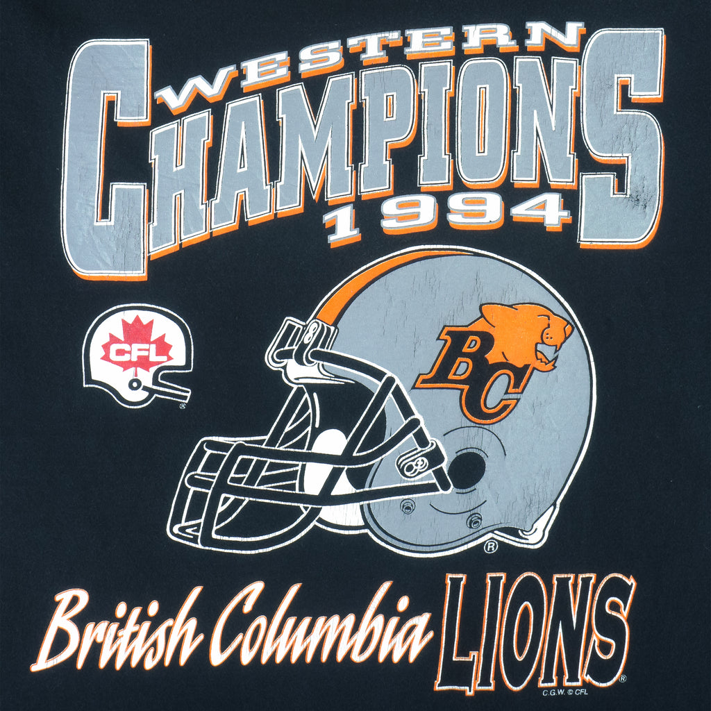 CFL (Waves) - British Columbia Lions Helmet T-Shirt 1994 Large vintage retro football