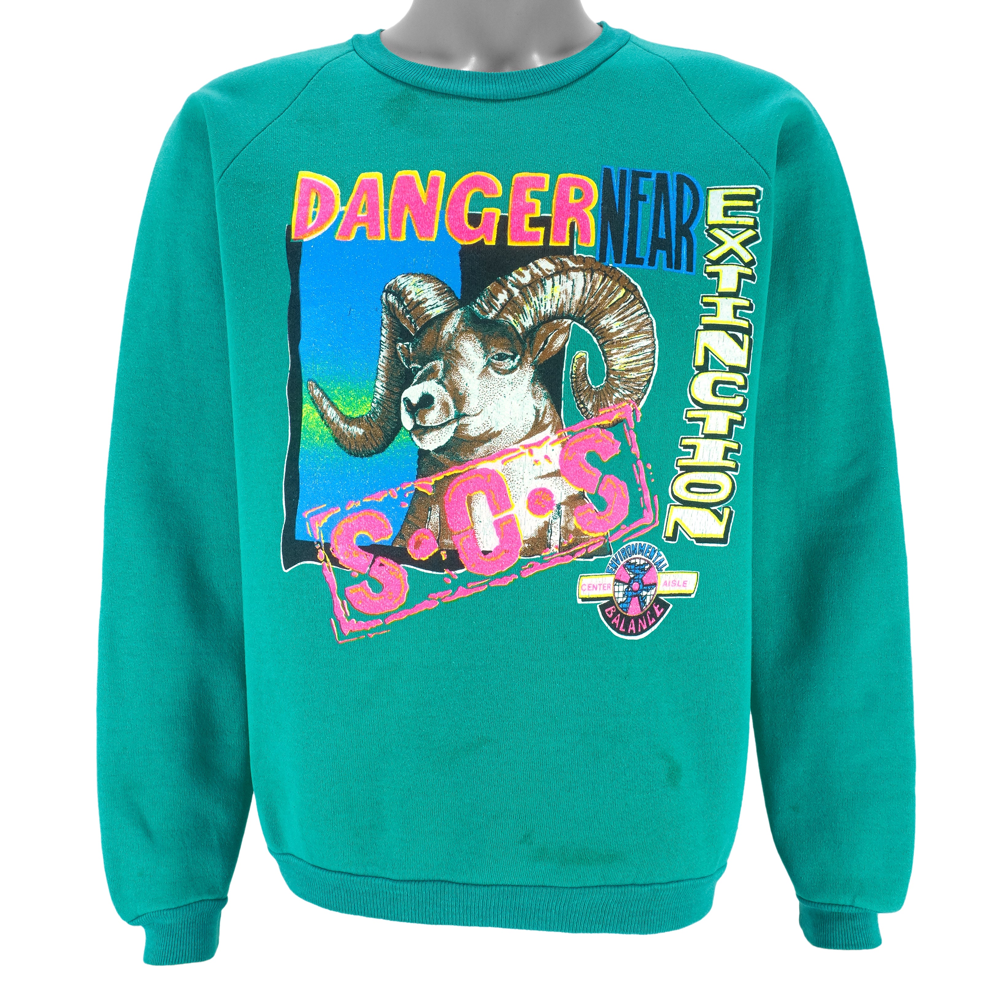 Vintage - Danger Near Extinction Animal Print Sweatshirt 1990s Large vintage retro