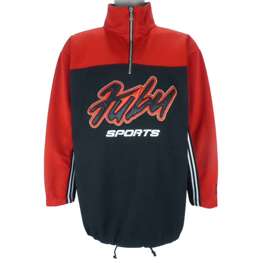 FUBU - Sports Black & Red Embroidered Sweatshirt 1990s Large vintage retro