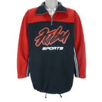 FUBU - Sports Black & Red Embroidered Sweatshirt 1990s Large