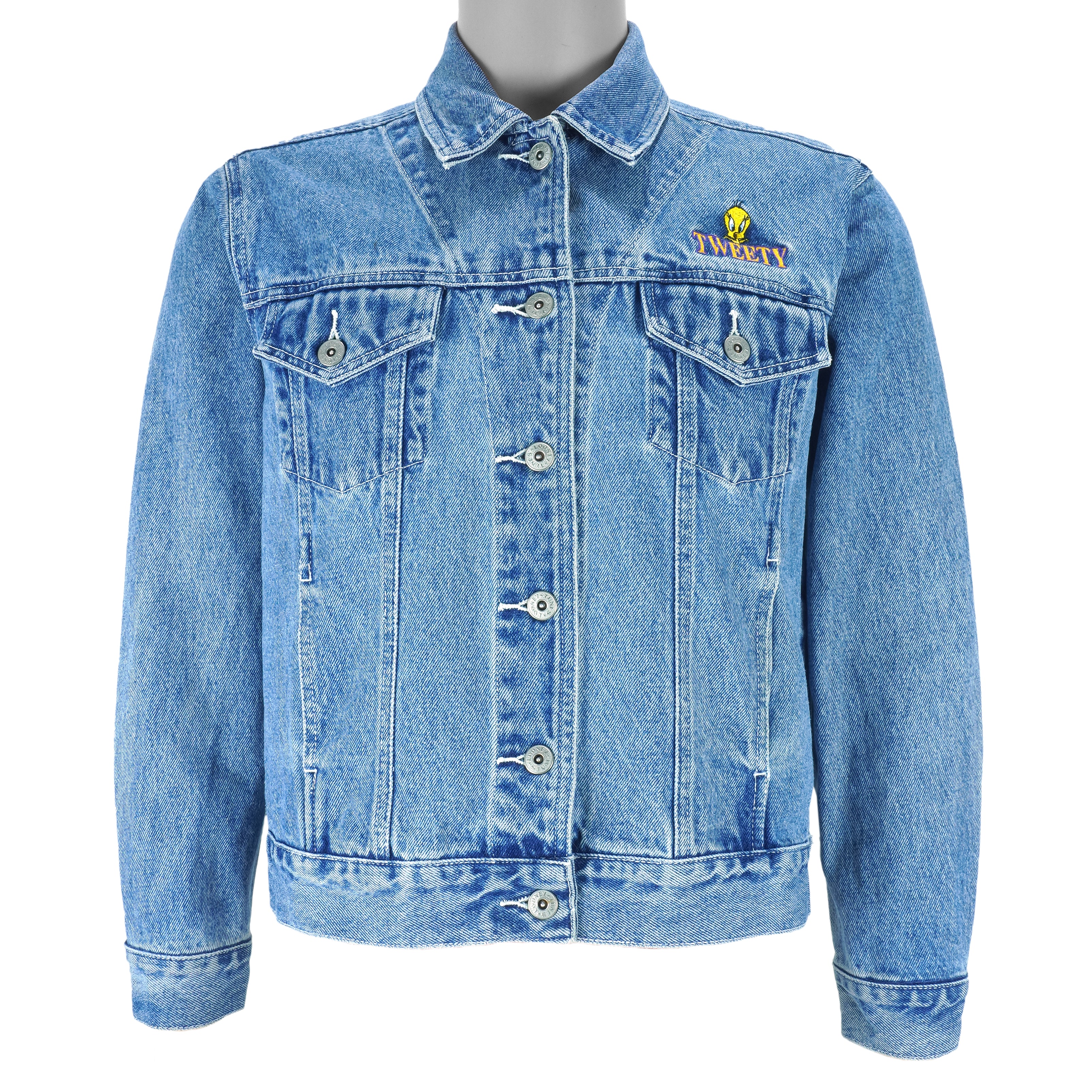 Looney Tunes - Tweety Embroidered Denim Jacket 1990s Medium vintage retro