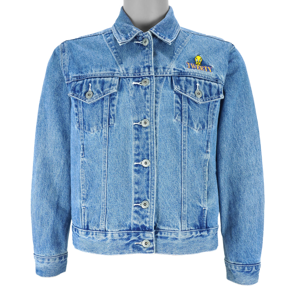 Looney Tunes - Tweety Embroidered Denim Jacket 1990s Medium vintage retro