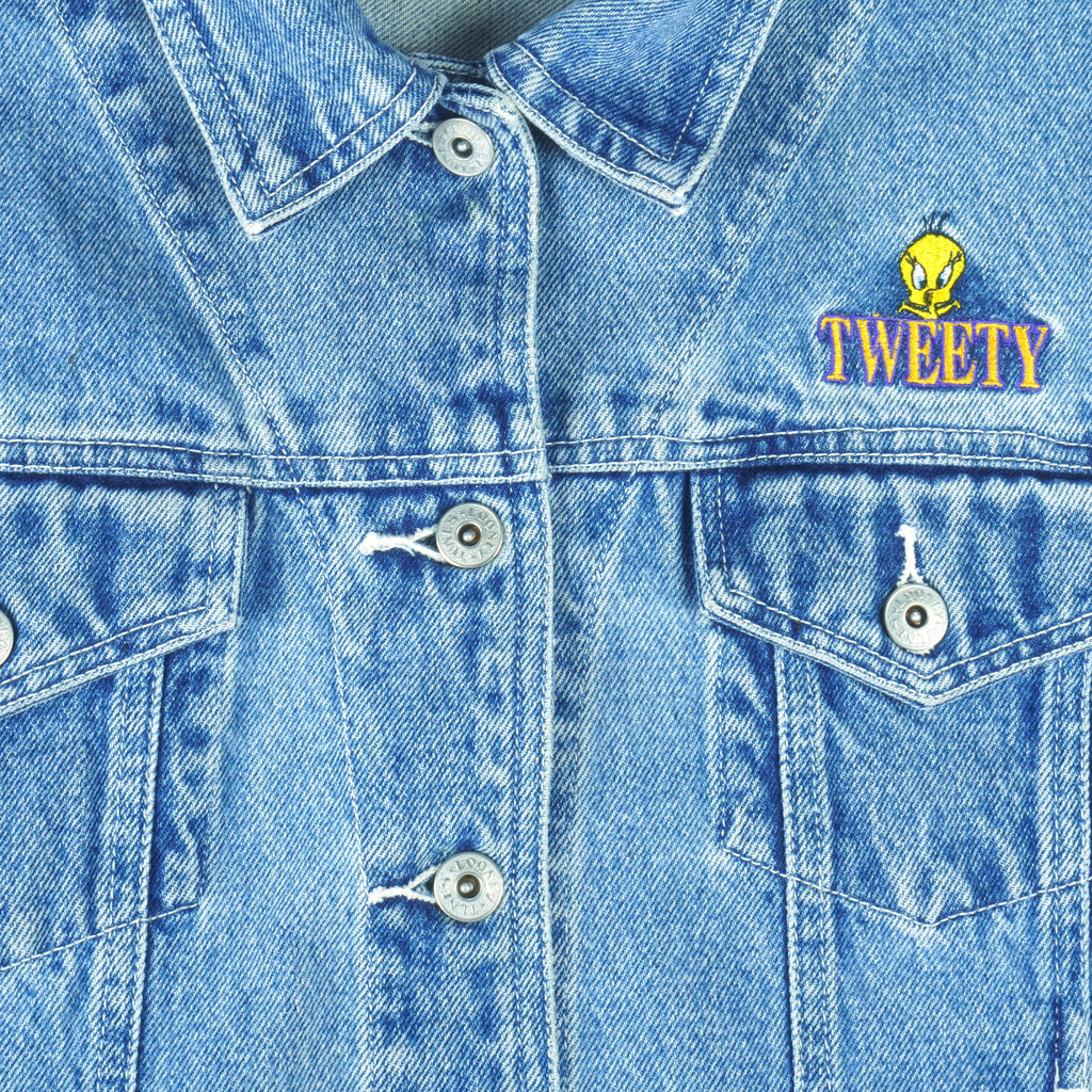 Looney Tunes - Tweety Embroidered Denim Jacket 1990s Medium vintage retro
