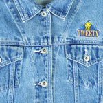Looney Tunes - Tweety Embroidered Denim Jacket 1990s Medium vintage retro