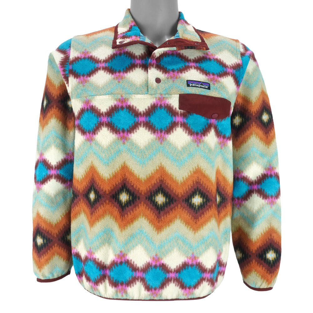 Patagonia - Geometric Pattern Fleece Pullover Jacket Small  vintage retro