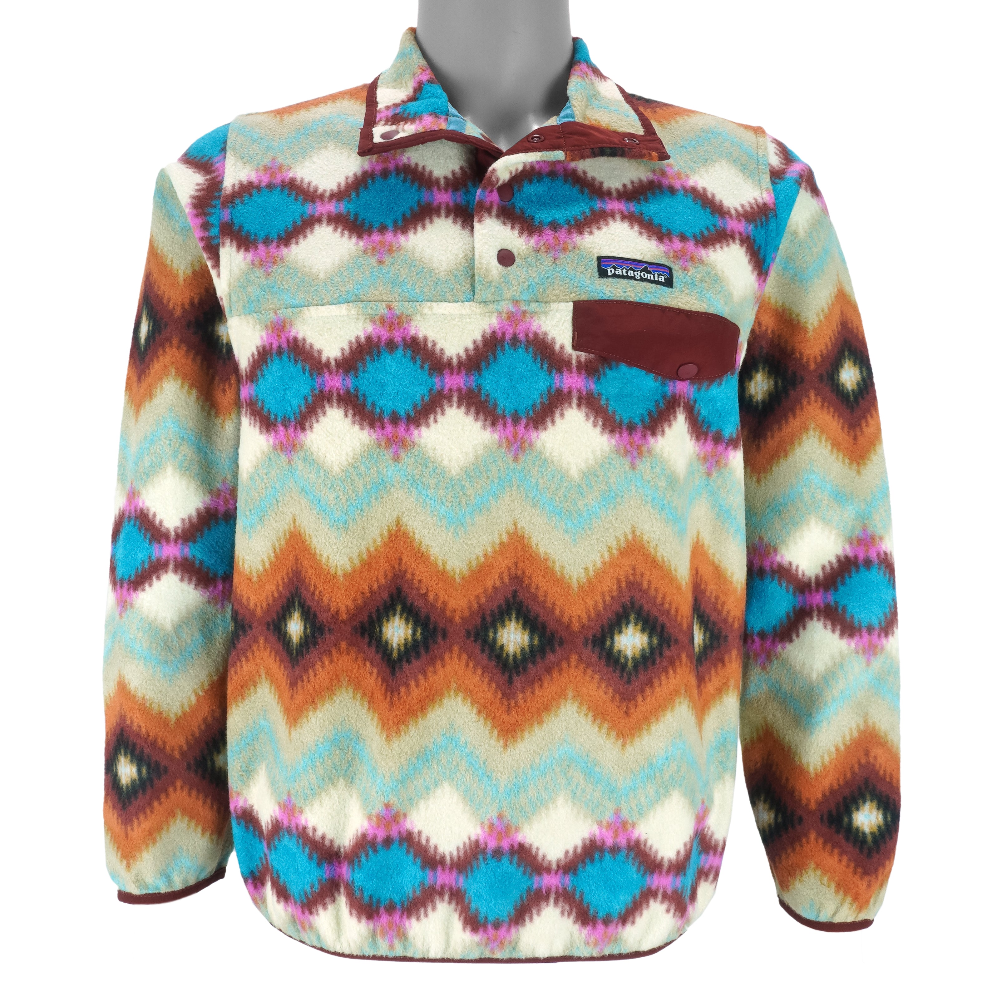 Patagonia - Geometric Pattern Fleece Pullover Jacket Small  vintage retro