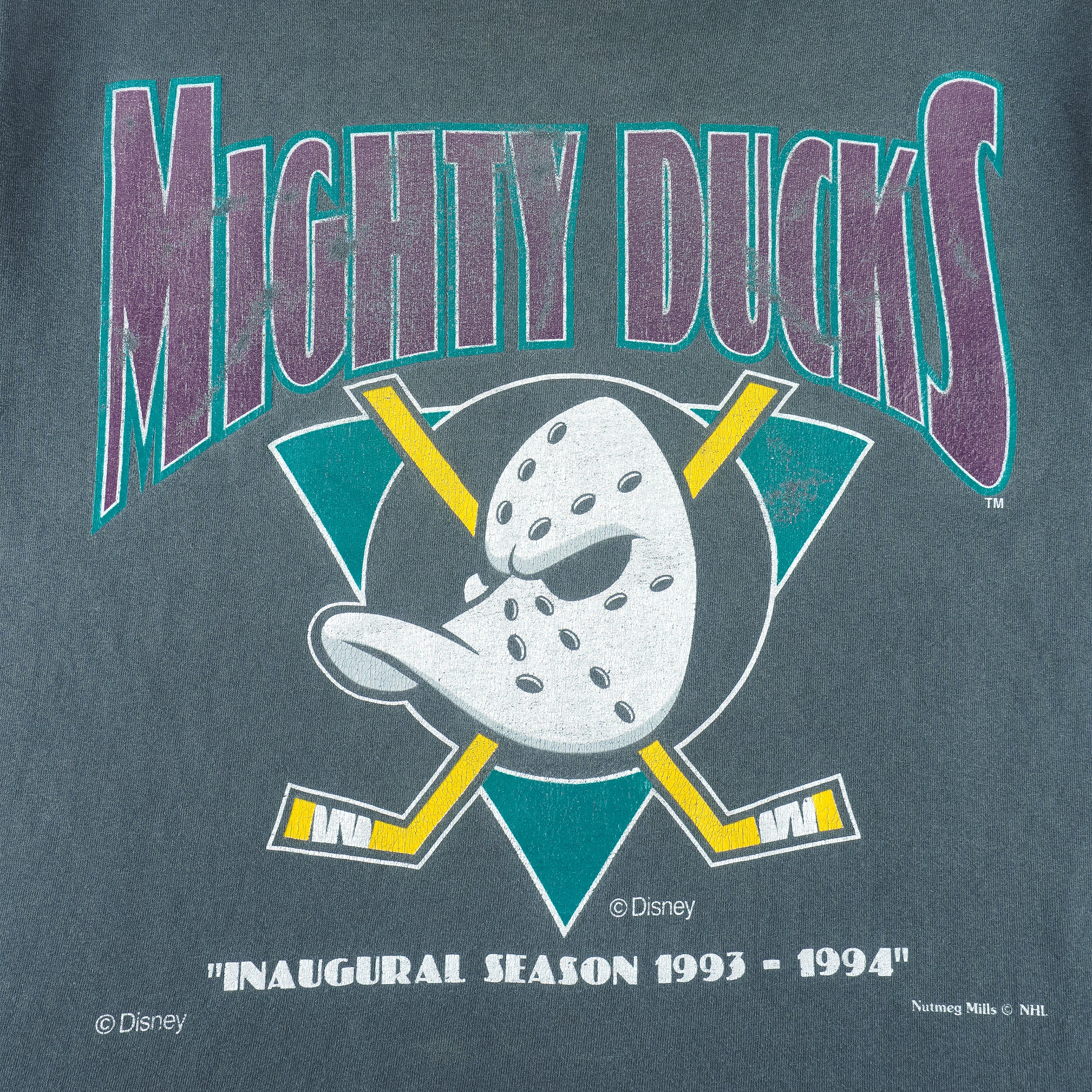 NHL (Nutmeg) - Mighty Ducks of Anaheim T-Shirt 1993 X-Large vintage retro hockey