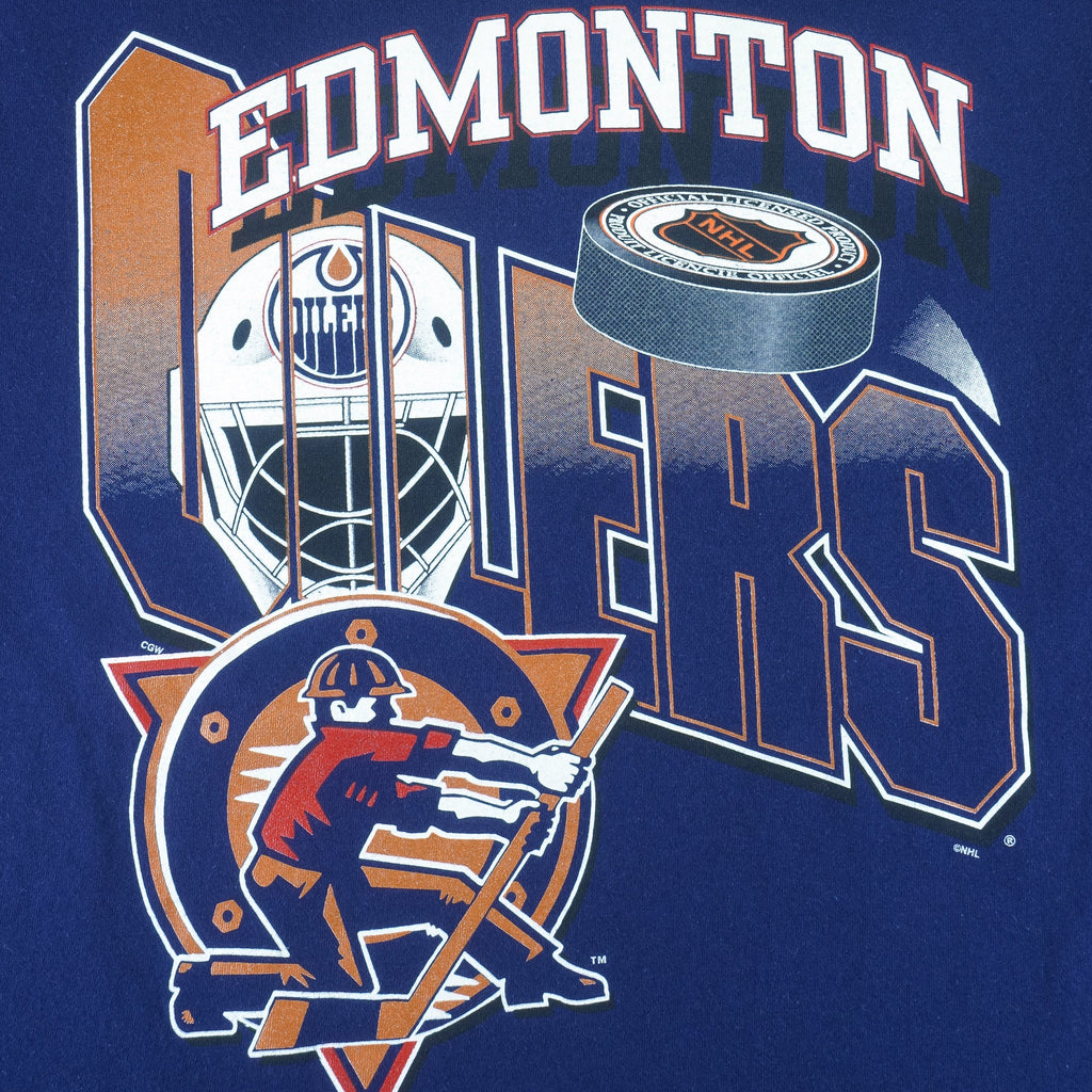 NHL (Waves) - Edmonton Oilers Deadstock T-Shirt 1990s Large