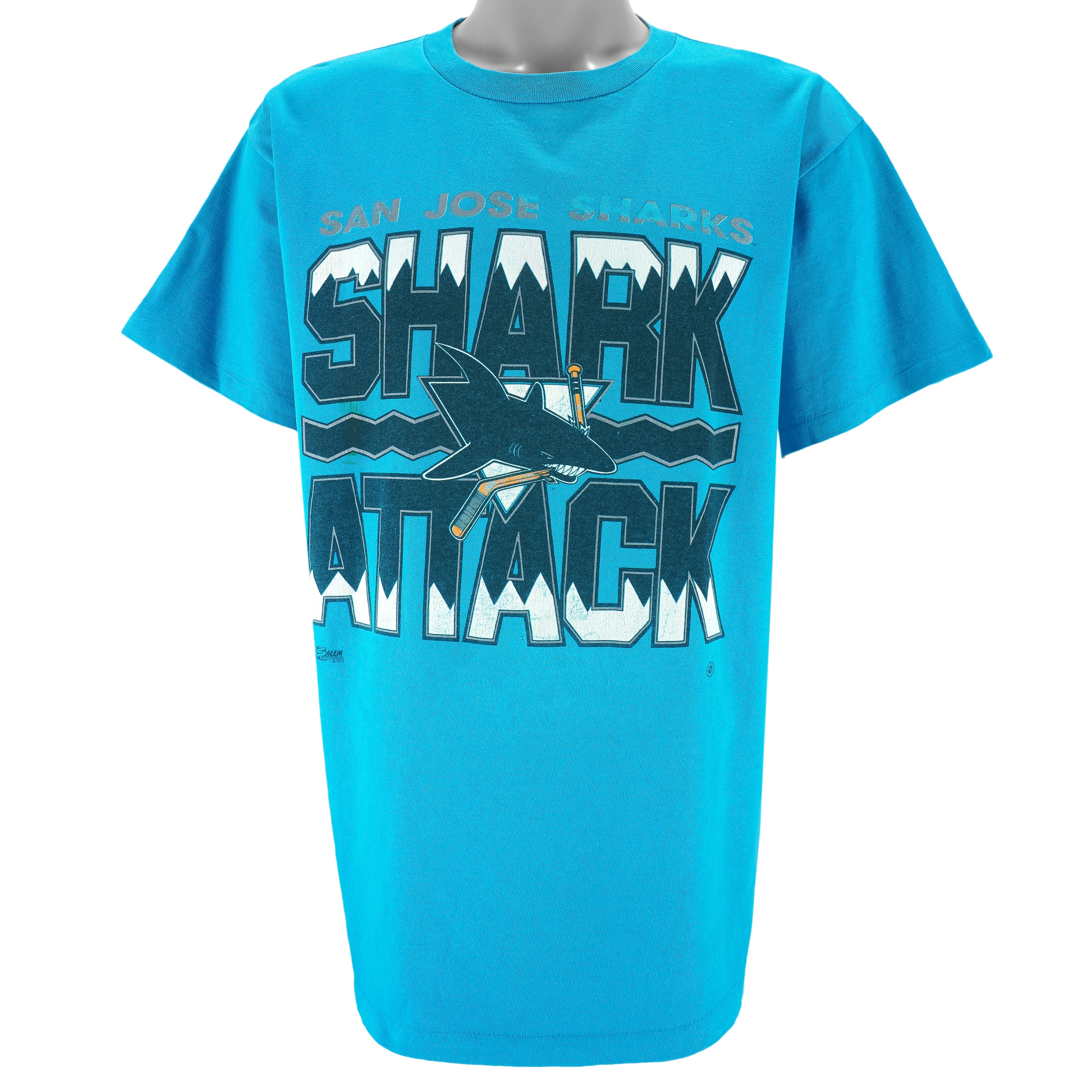 NHL (Salem) - San Jose Sharks Attack Big Logo T-Shirt 1990s X-Large
