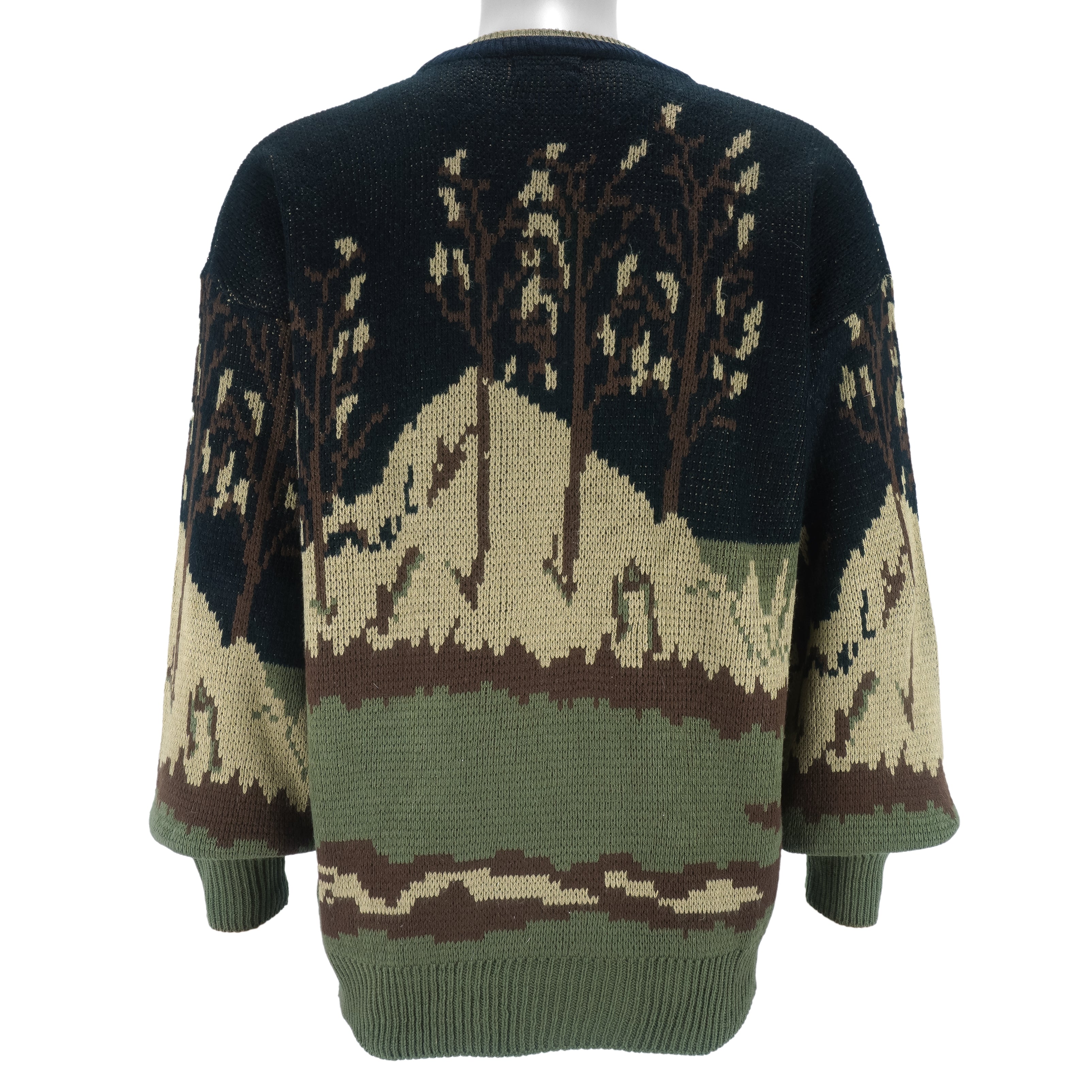 Vintage (Northwest Blue) - Fishing Graphic Crew Neck Knit Sweater 1990s Large
