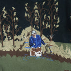 Vintage (Northwest Blue) - Fishing Graphic Crew Neck Knit Sweater 1990s Large