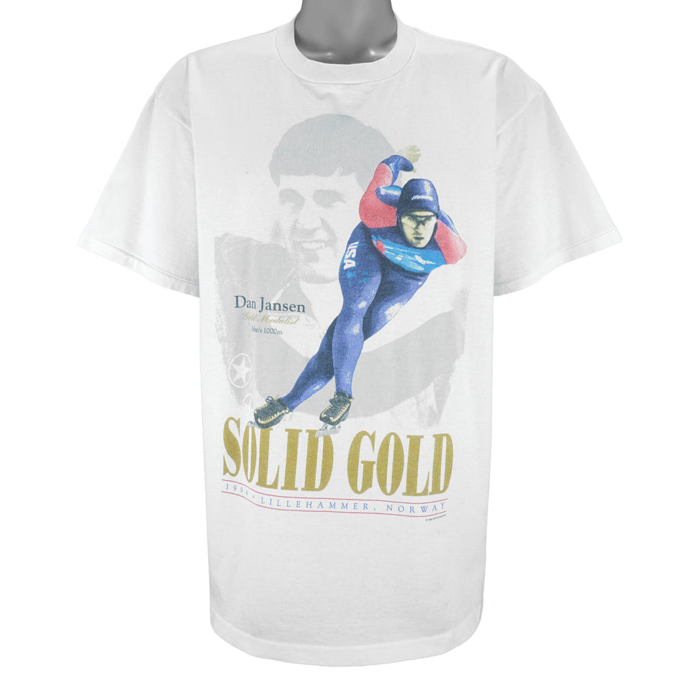 Vintage (Delta) - Dan Jansen Gold Medalist Speed Skating Lillehammer Olympics T-Shirt 1994 X-Large vintage retro
