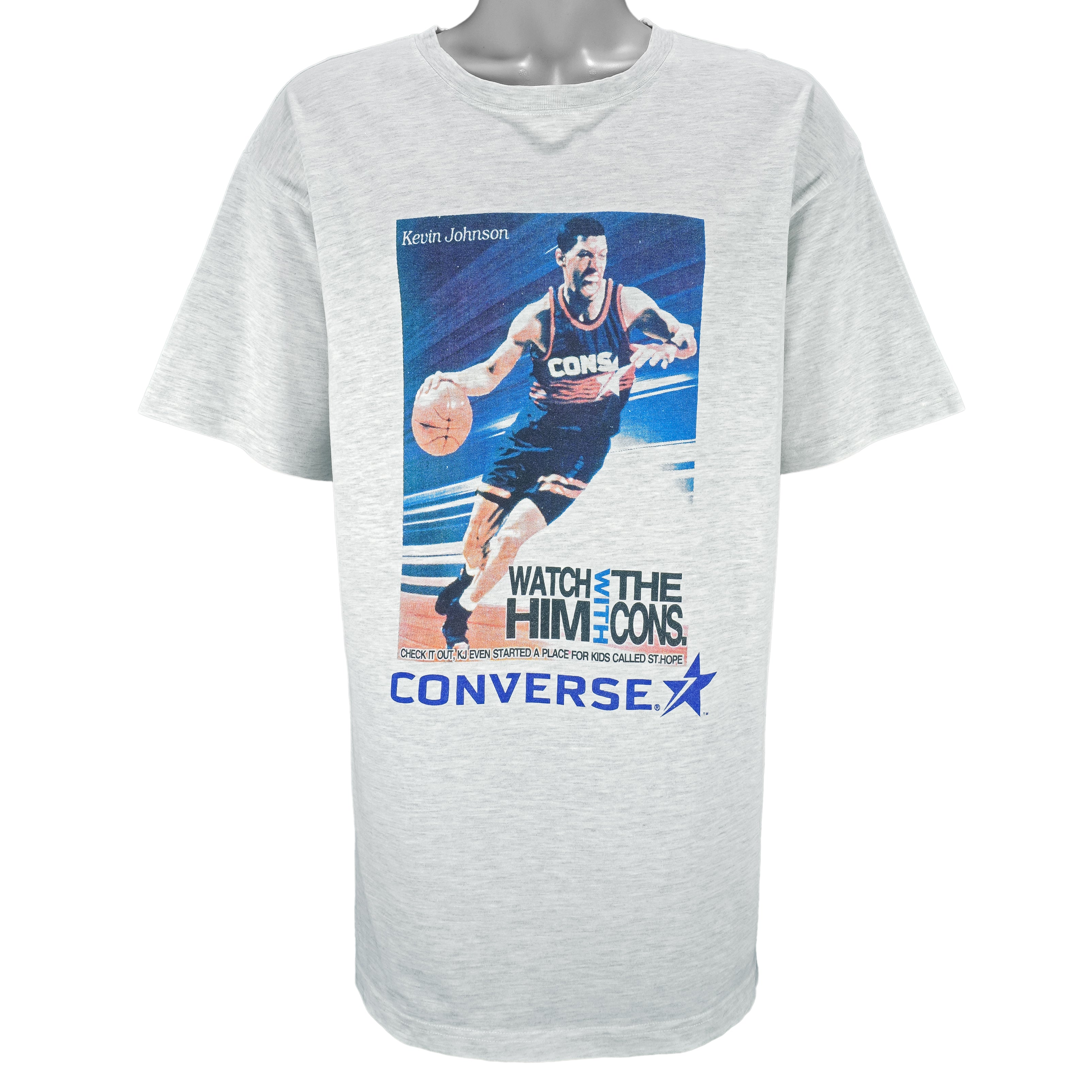 Vintage - Converse Kevin Johnson St. Hope Basketball T-Shirt 1990s Large