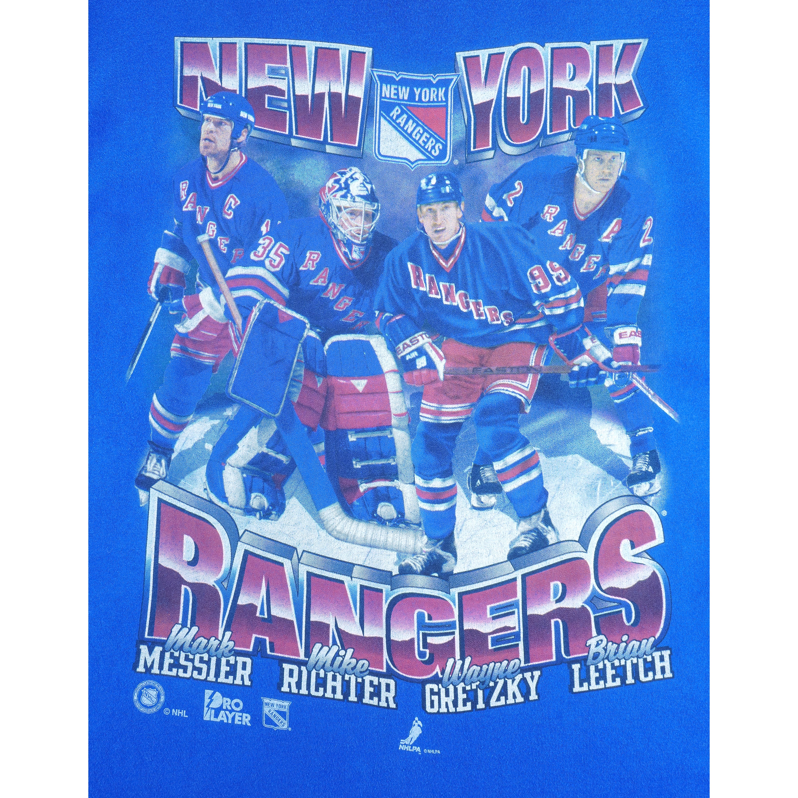 NHL (Pro Player) - NY Rangers Messier Richter Gretzky Leetch T-Shirt 1990s X-Large