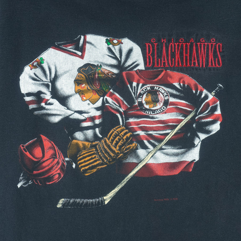 NHL (Nutmeg) - Chicago Blackhawks Single Stitch T-Shirt 1990s X-Large