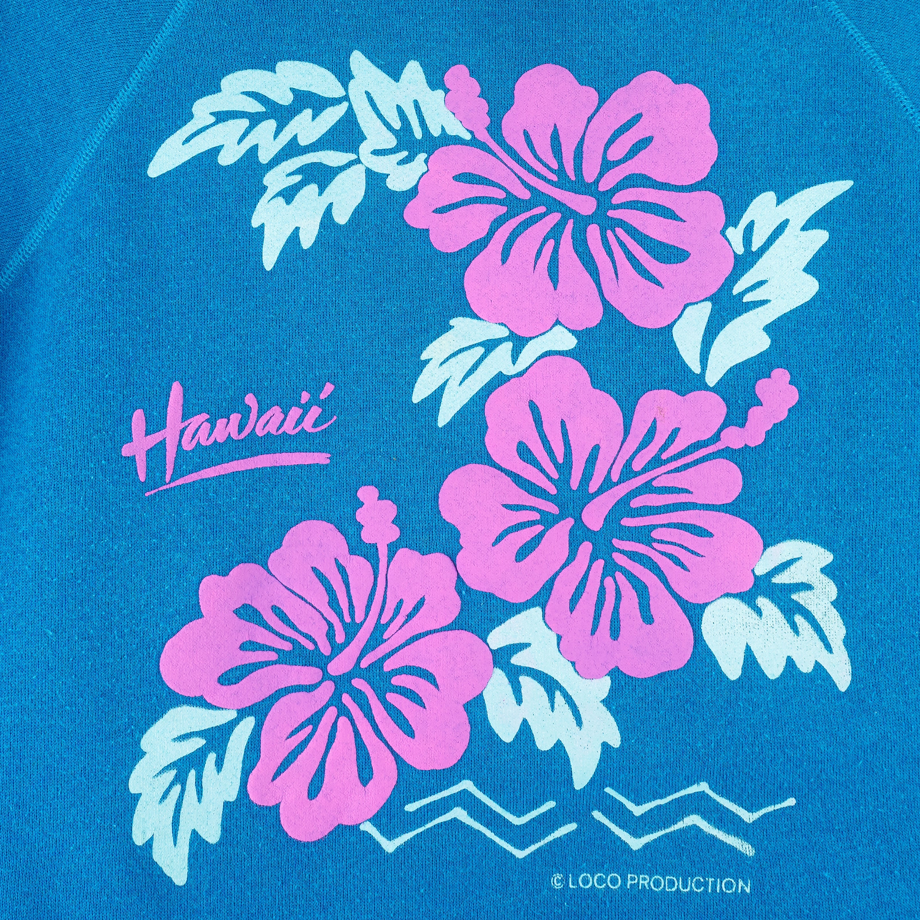 Vintage (Hanes) - Hibiscus Flower Hawaii Crew Neck Sweatshirt 1990s Large vintage retro