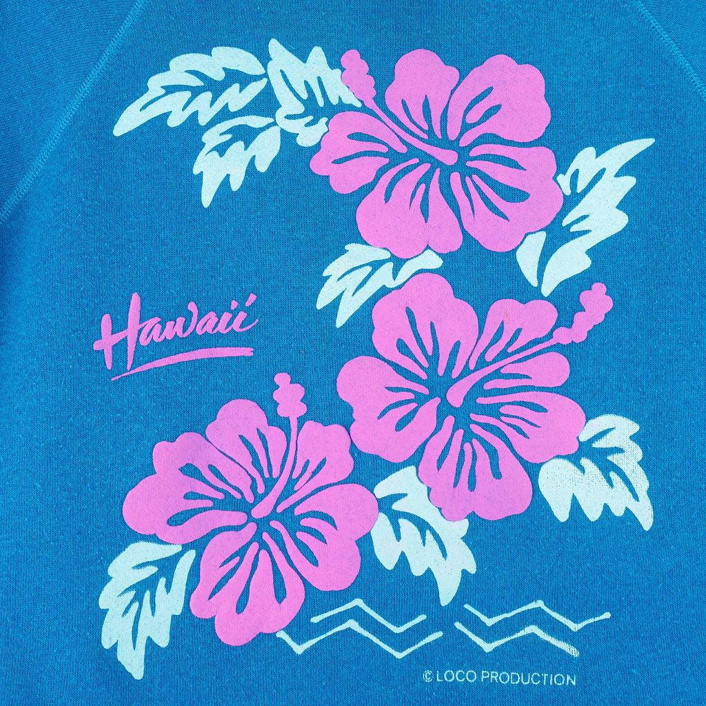 Vintage (Hanes) - Hibiscus Flower Hawaii Crew Neck Sweatshirt 1990s Large vintage retro