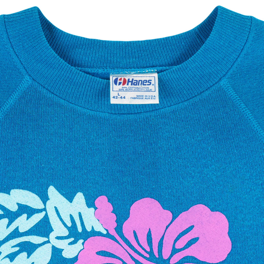 Vintage (Hanes) - Hibiscus Flower Hawaii Crew Neck Sweatshirt 1990s Large vintage retro
