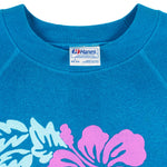 Vintage (Hanes) - Hibiscus Flower Hawaii Crew Neck Sweatshirt 1990s Large vintage retro