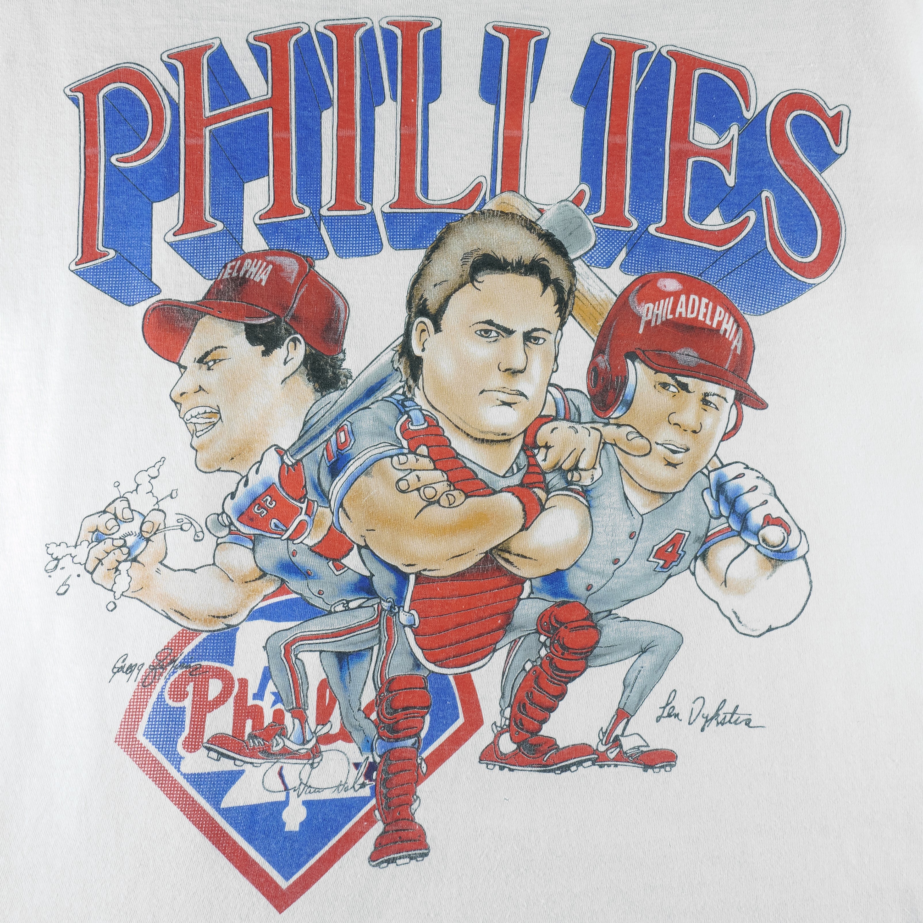 MLB - Philadelphia Phillies Darren Daulton Players Caricature T-Shirt 1990s X-Large vintage retro baseball