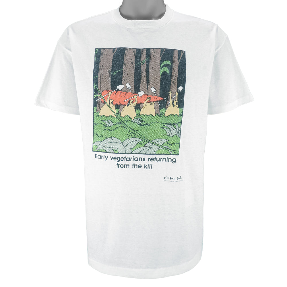 Vintage (The Far Side) - Early Vegetarians Returning From The Kill T-Shirt 1984 Large Vintage Retro