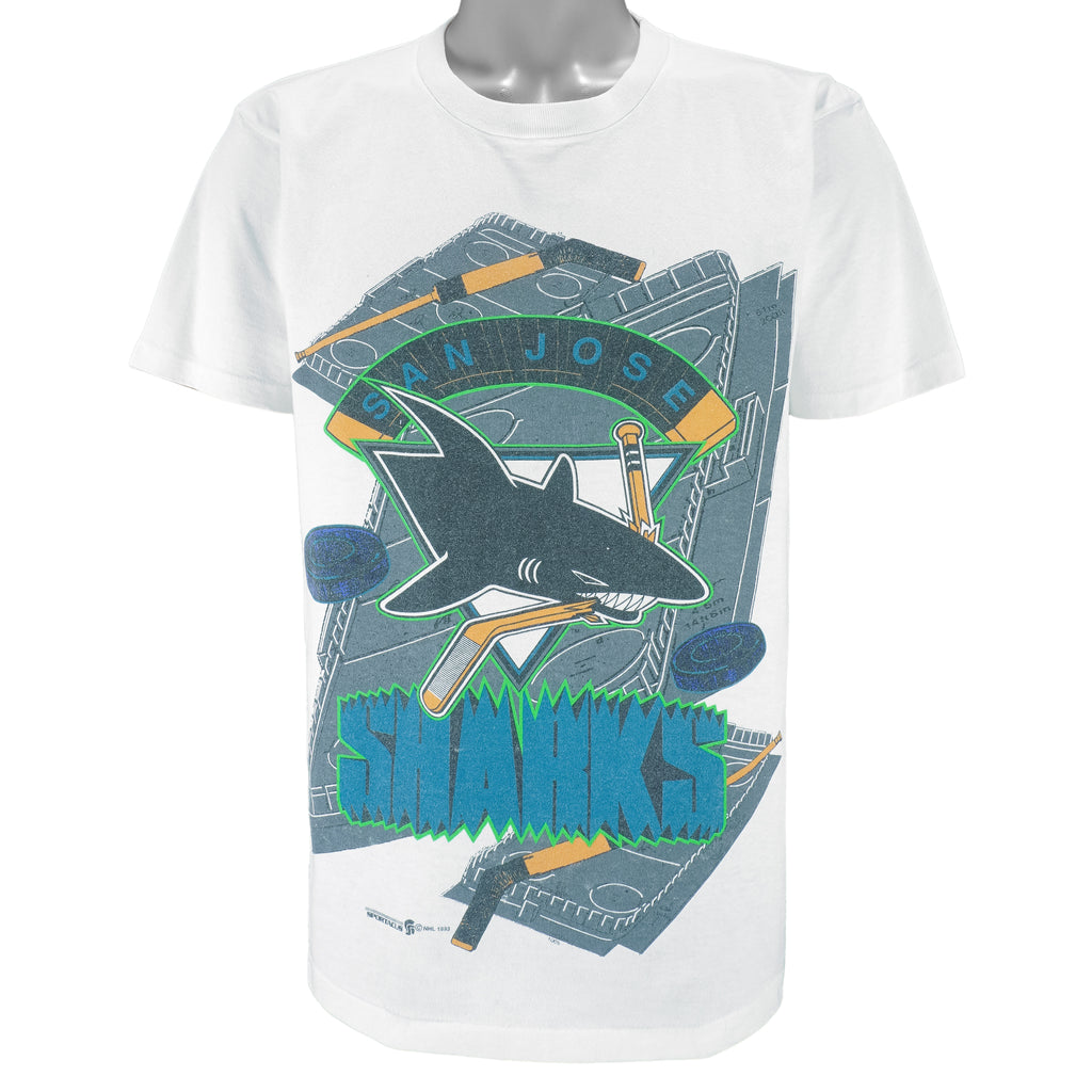NHL (Sportacus) - San Jose Sharks Single Stitch T-Shirt 1993 Medium