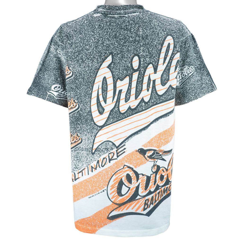 MLB (Ritz) - Baltimore Orioles All Over Print T-Shirt 1991 X-Large Vintage retro baseball