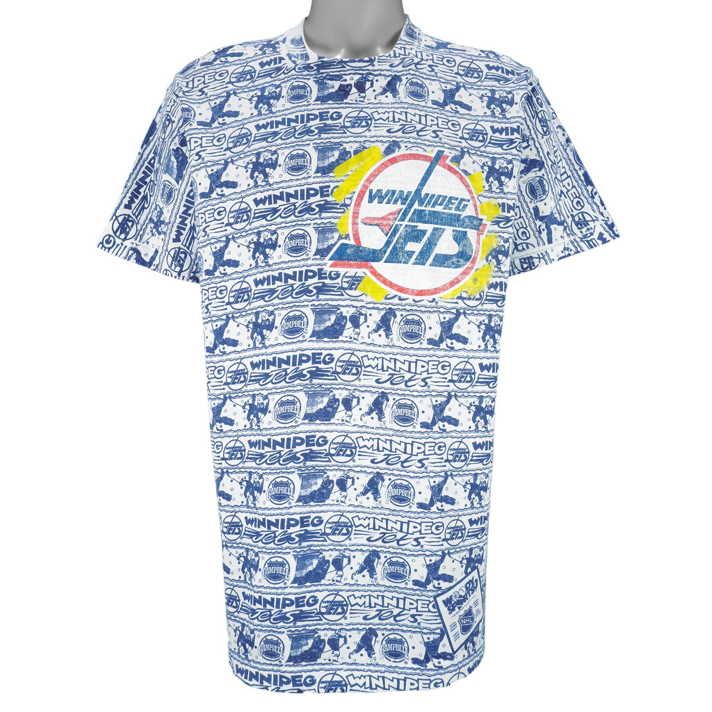 NHL (Fruit Of The Loom) - Winnipeg Jets All Over Print T-Shirt 1990s X-Large vintage retro hockey