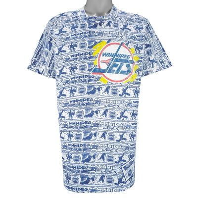 NHL (Fruit Of The Loom) - Winnipeg Jets All Over Print T-Shirt 1990s X-Large