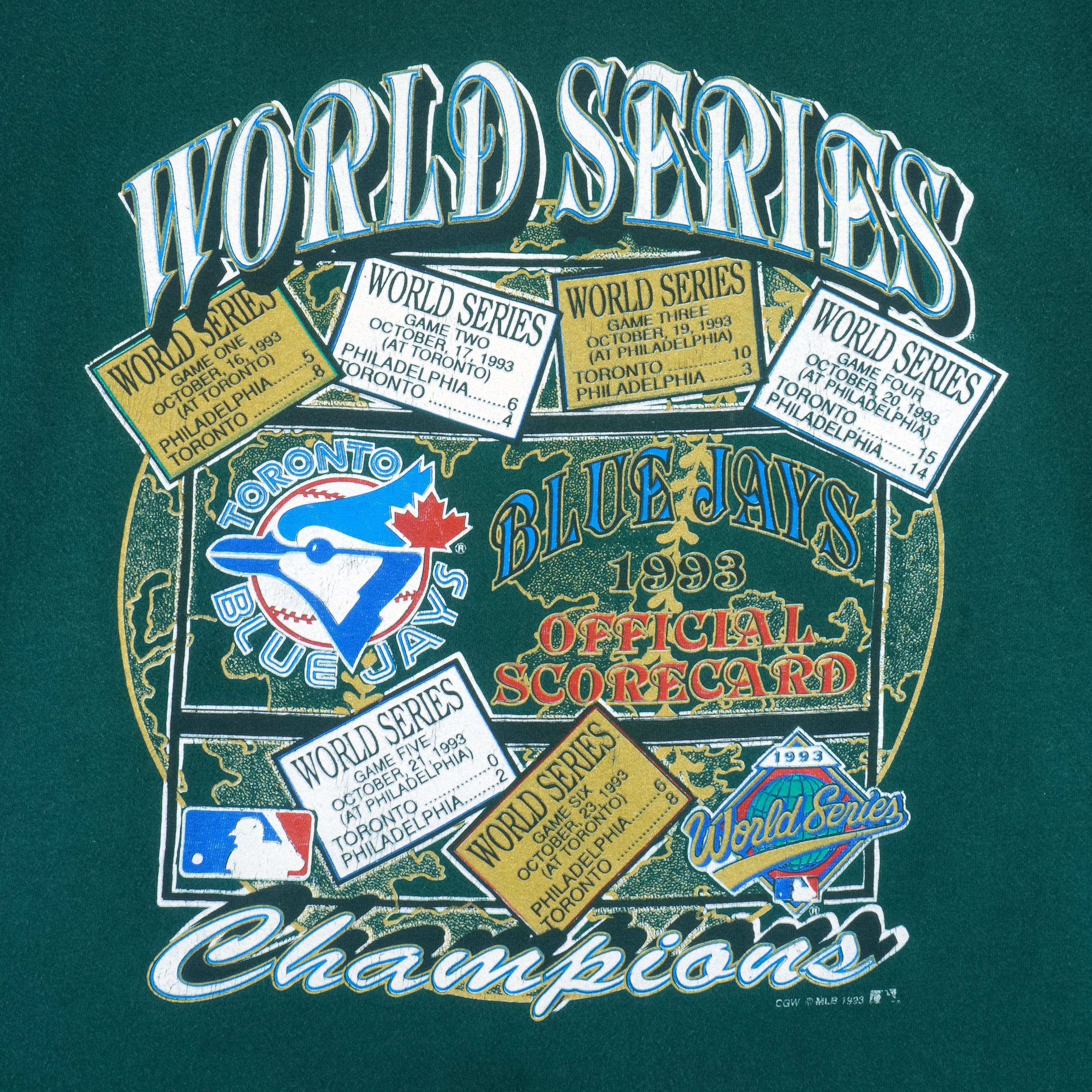 MLB (Waves) - Toronto Blue Jays World Series Official Scorecard T-Shirt 1993 X-Large