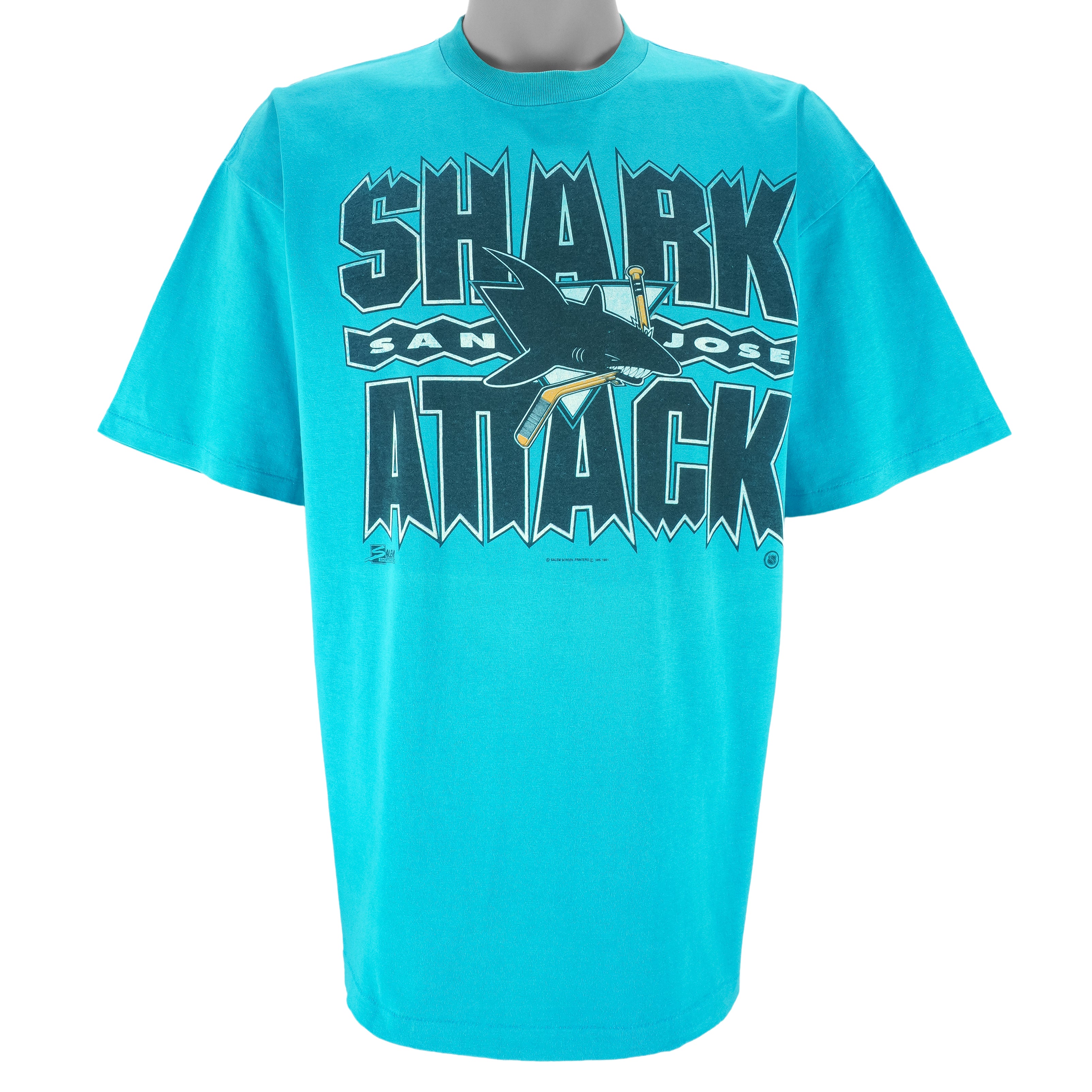 NHL (Salem) - San Jose Sharks Attack T-Shirt 1991 X-Large vintage retro hockey