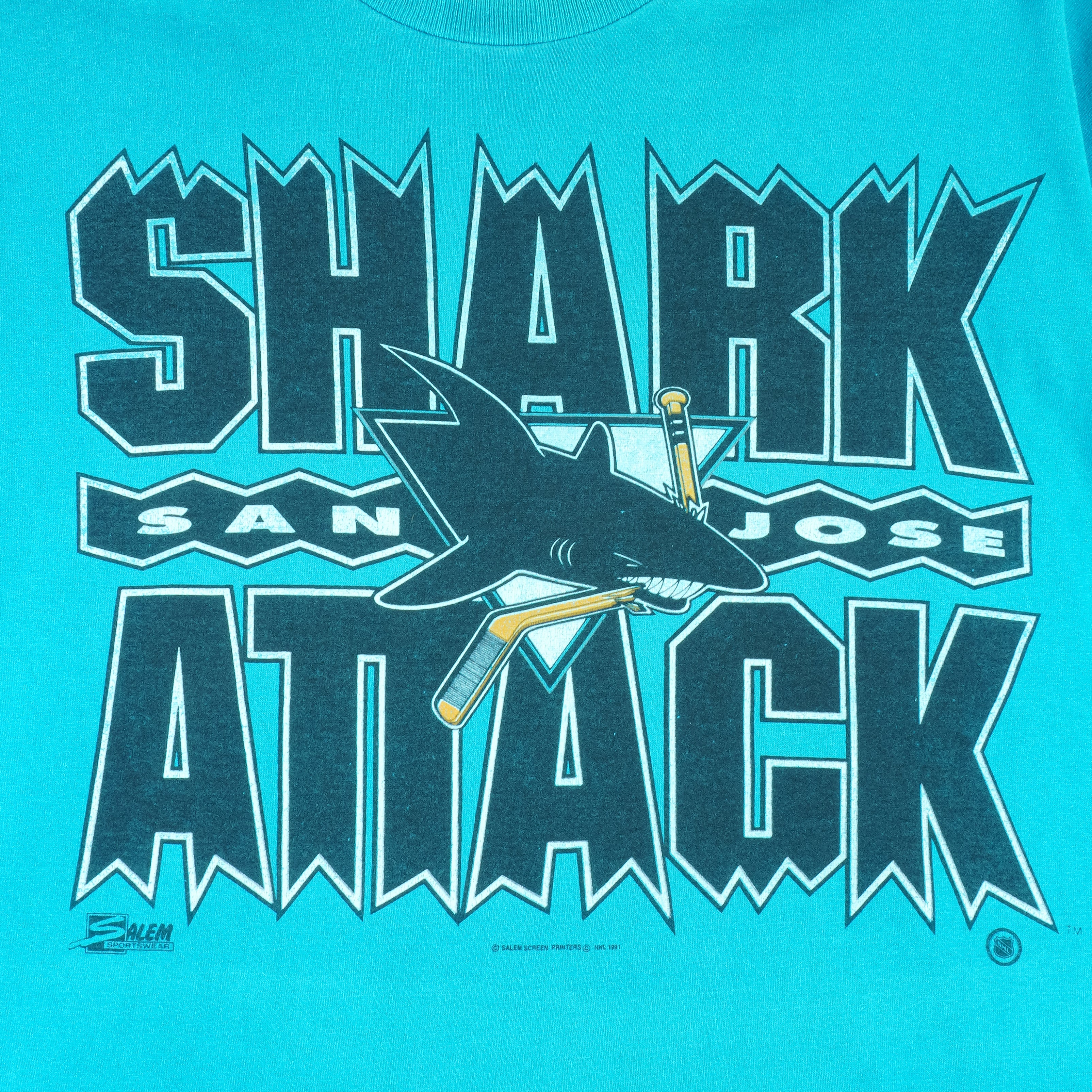 NHL (Salem) - San Jose Sharks Attack T-Shirt 1991 X-Large vintage retro hockey