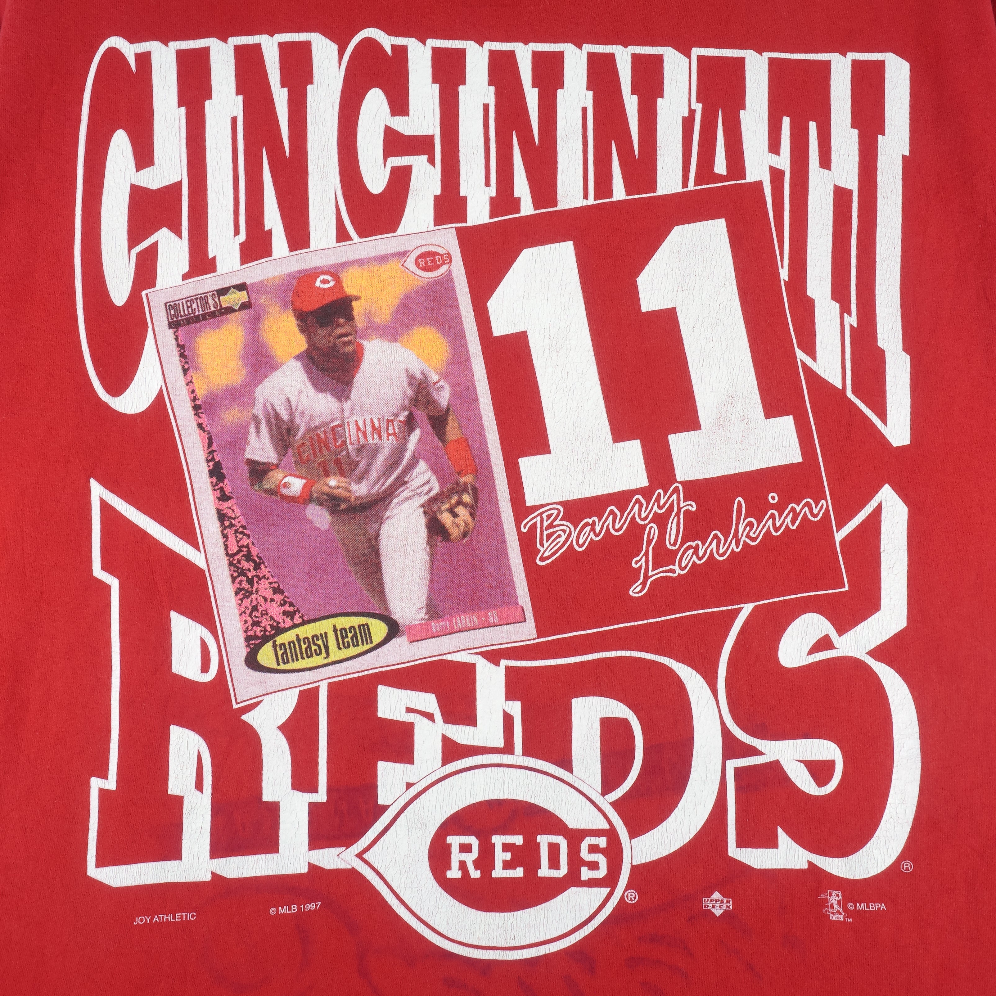 MLB (JOY) - Cincinnati Reds Barry Larkin PlayerNo. 11 T-Shirt 1997 Large