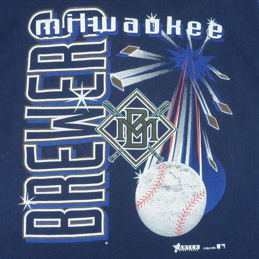 MLB (Artex) - Milwaukee Brewers Roll Up Sleeves Single Stitch T-Shirt 1993 X-Large