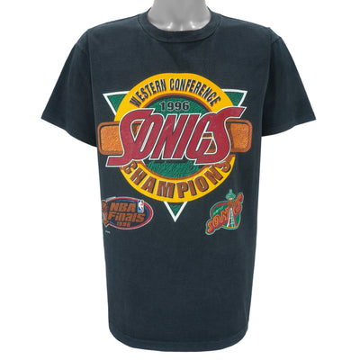 NBA (Oneita) - Seattle SuperSonics Western Conference Champs T-Shirt 1996 Large