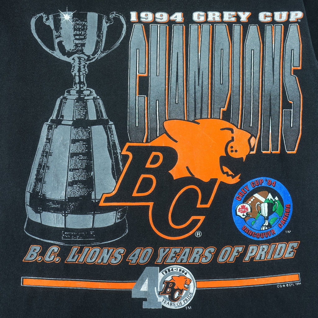 CFL(My Favorite Team) - British Columbia B.C. Lions Grey Cup Champions T-Shirt 1994 Medium