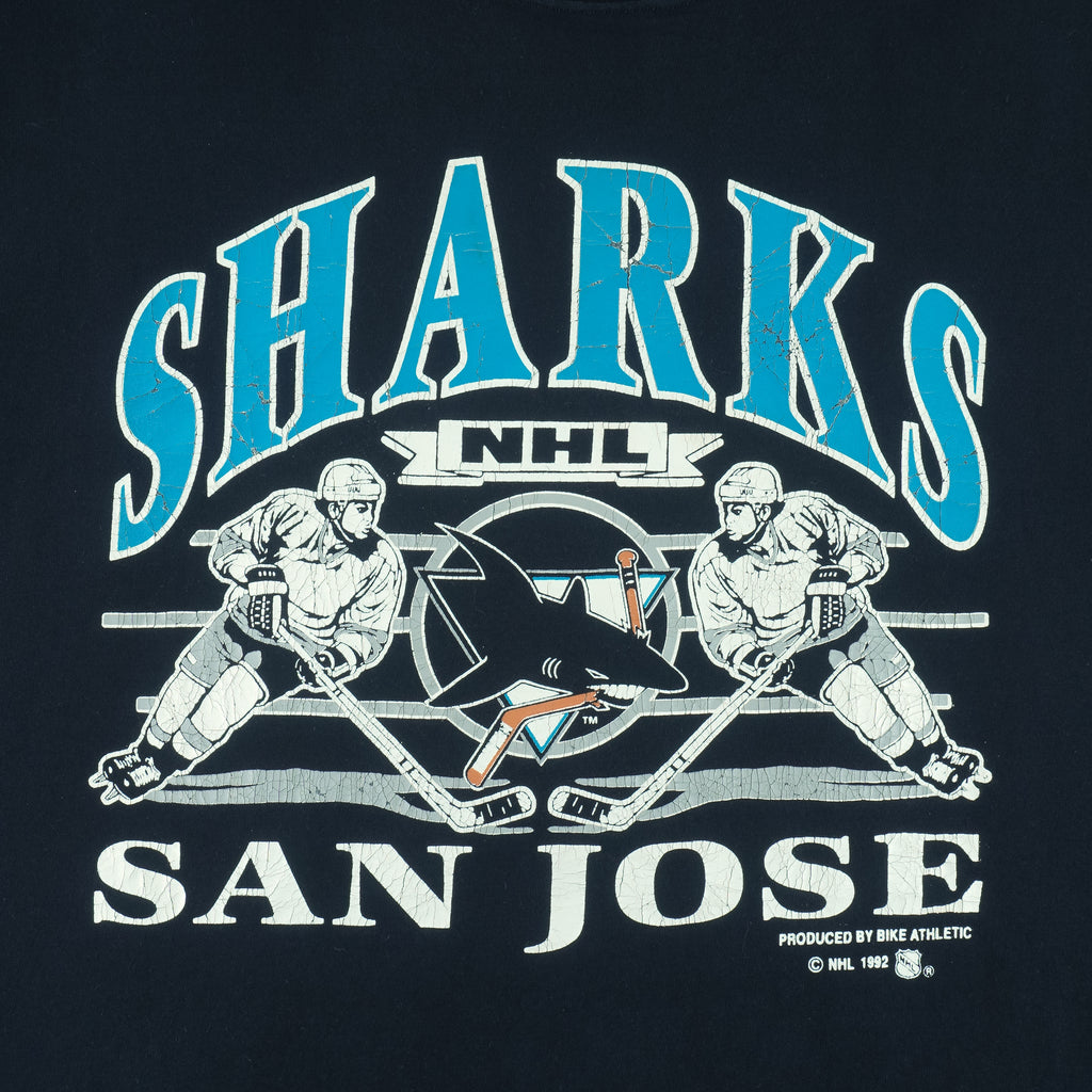 NHL (Bike Athletic) - San Jose Sharks T-Shirt 1992 X-Large Vintage Retro Hockey