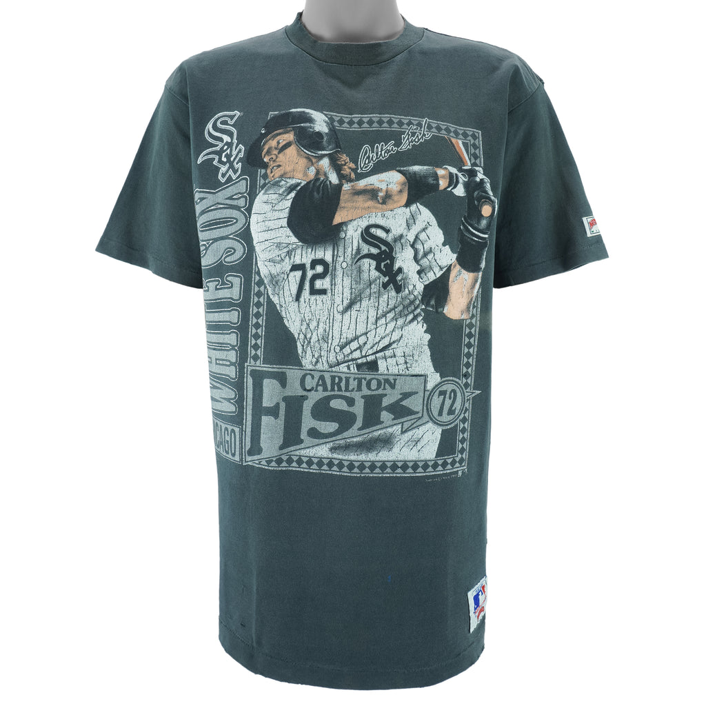 MLB (Nutmeg) - Chicago White Sox  Carlton Fisk Player T-Shirt 1991 X-Large Vintage retro