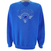 NFL (Logo 7) - Detroit Lions Embroidered Crew Neck Sweatshirt 1990s X-Large