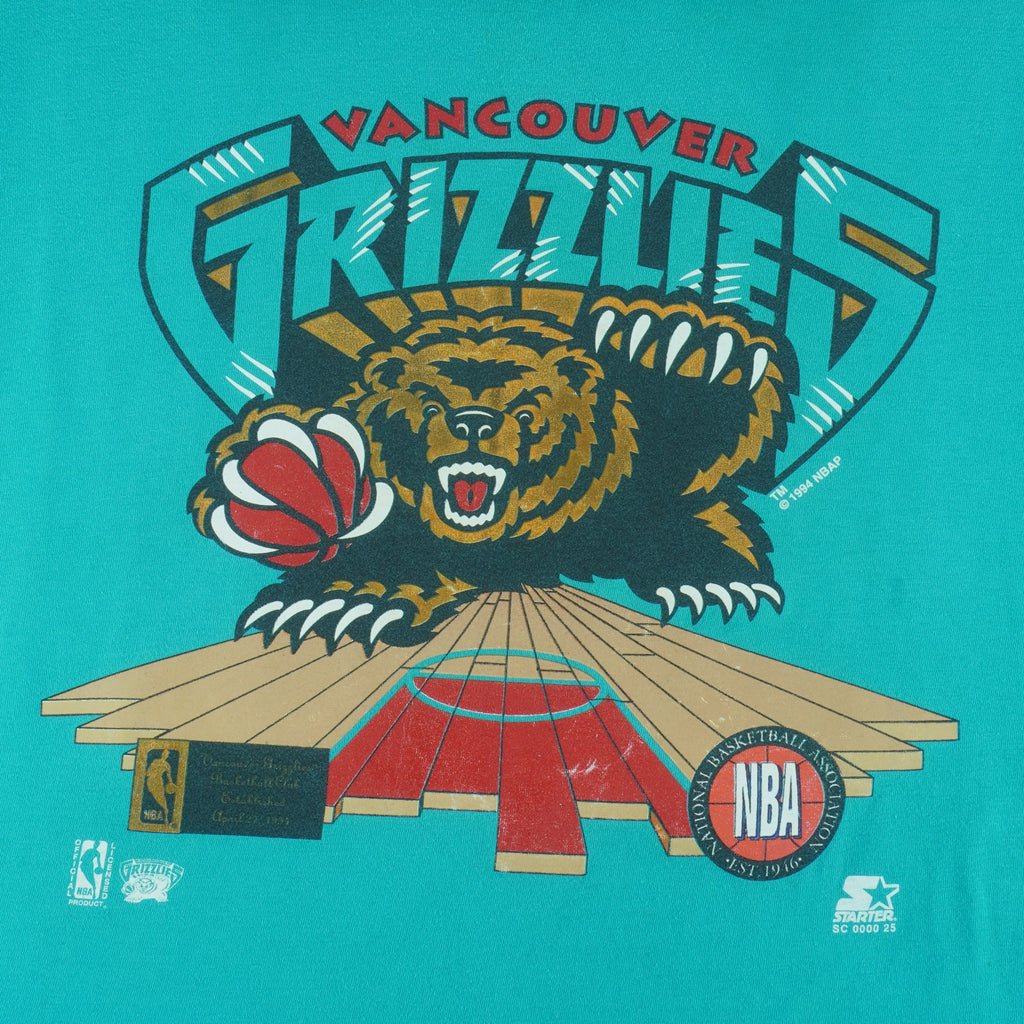 Starter - Vancouver Grizzlies Basketball T-Shirt 1994 Large