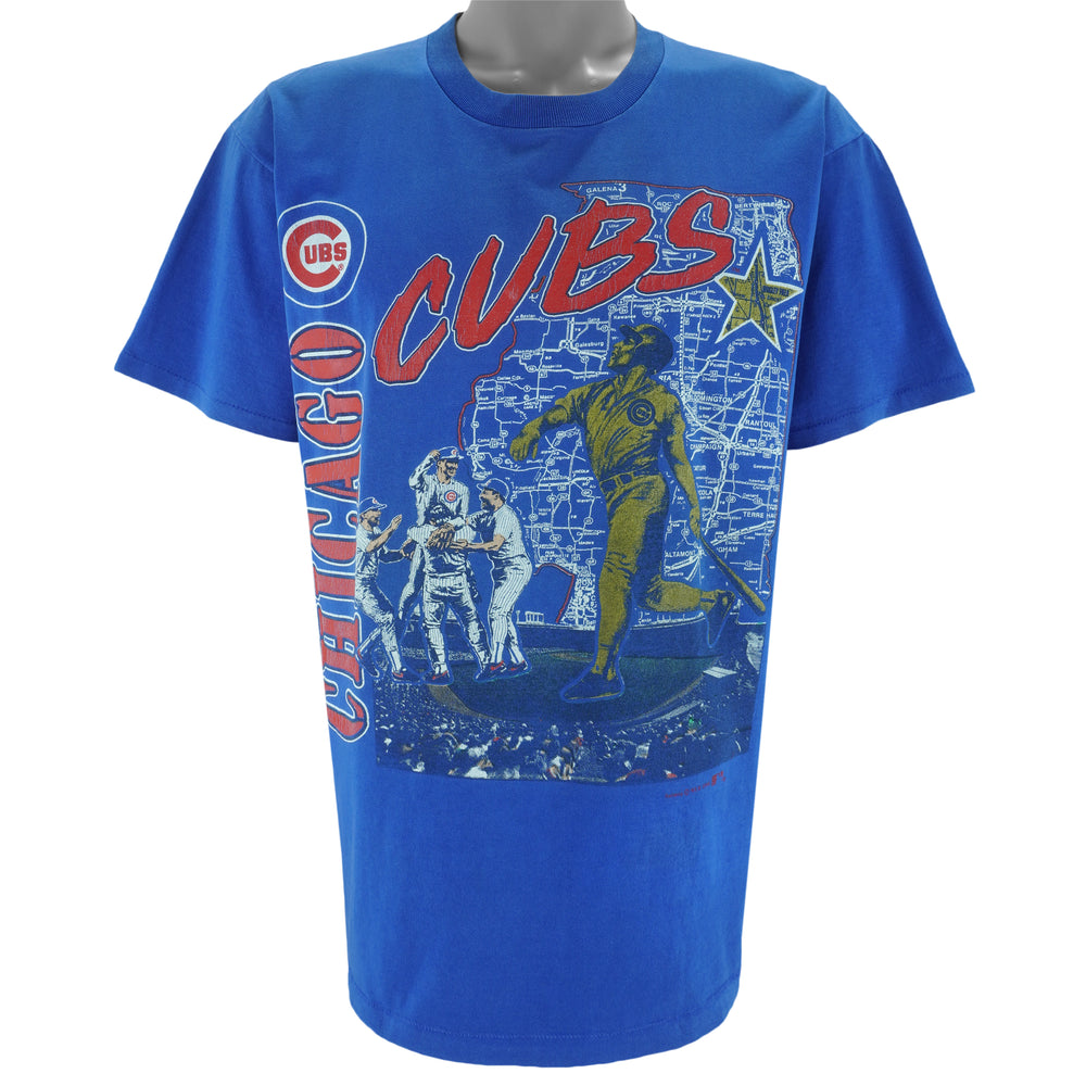 MLB (Nutmeg) - Chicago Cubs Stadium Map T-Shirt 1991 Large vintage retro