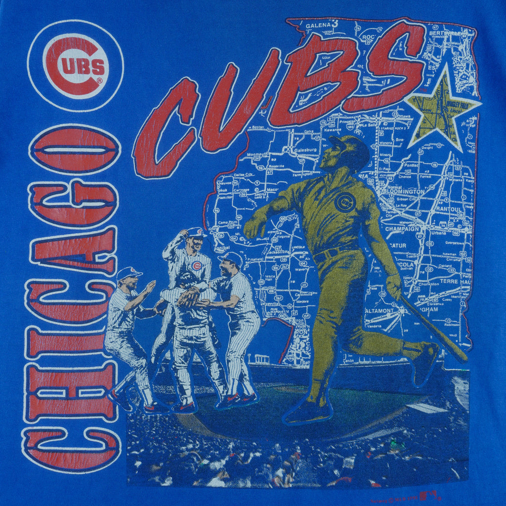 MLB (Nutmeg) - Chicago Cubs Stadium Map T-Shirt 1991 Large vintage retro