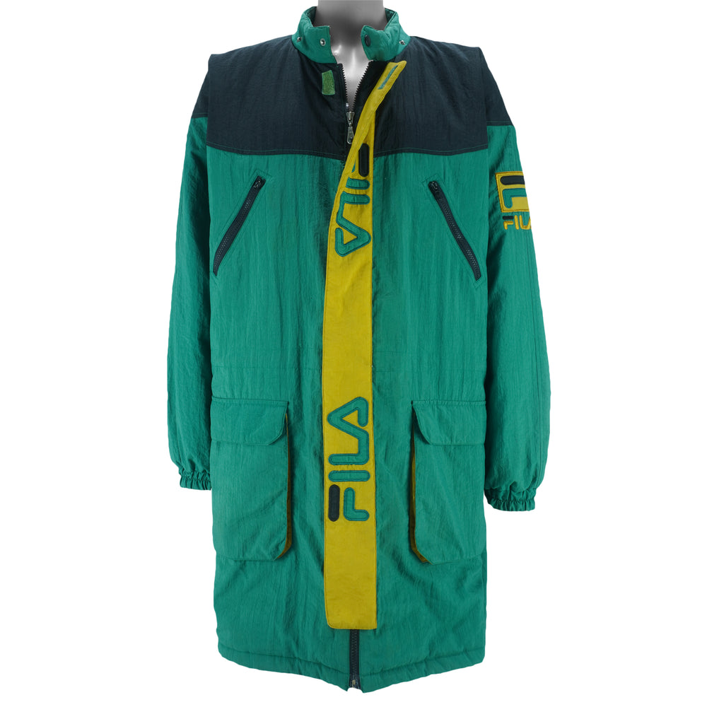 FILA - Embroidered Monogram Puffer Jacket 1990s XX-Large vintage retro