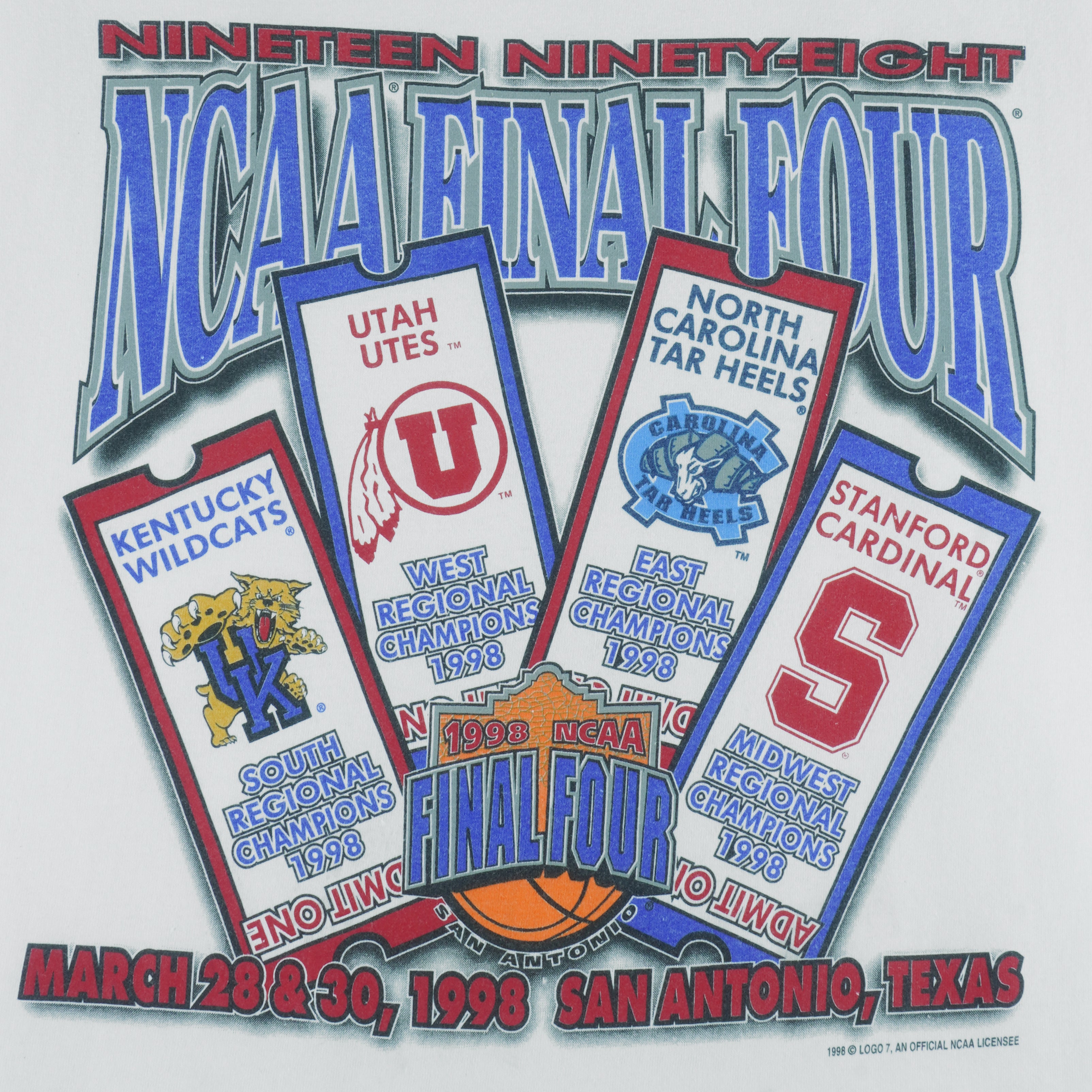 NCAA (Logo 7) - Basketball Final Four Champions In Texas T-Shirt 1998 X-Large vintage retro basketball