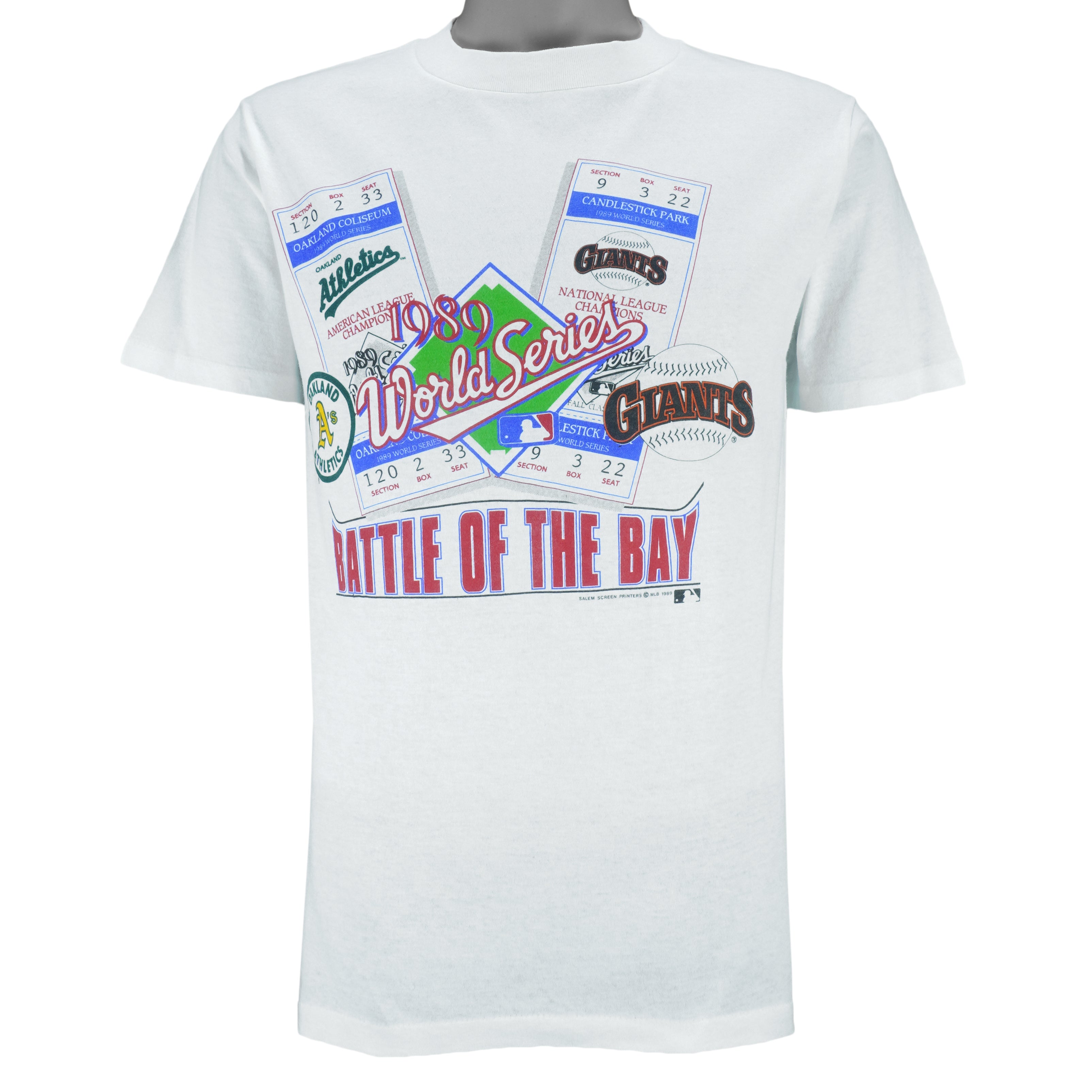 MLB (Salem) - San Francisco Giants VS Oakland Athletics Matchups T-Shirt 1989 Large